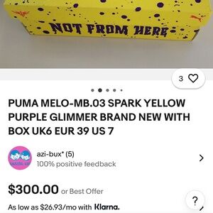 Puma Melo-MB.03 Yellow Sneakers with Purple Accents